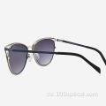 Eckige Cat Eye Metall Damensonnenbrille